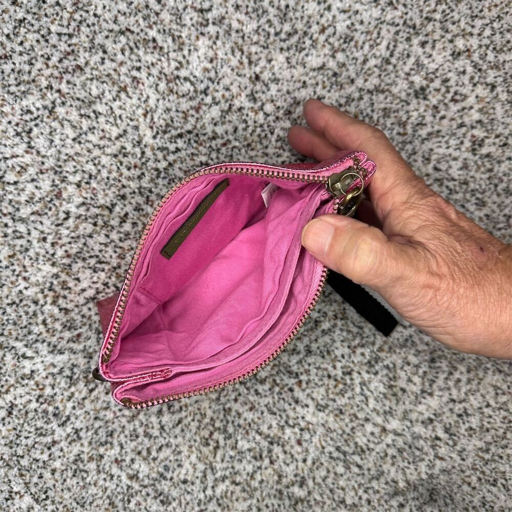 Anthropologie Women's Hot Pink Shimmery Clutch with Wrist Strap​ - Picture 4 of 8